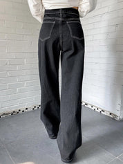 Kotty Women Wide Leg High-Rise Clean Look Stretchable Jeans