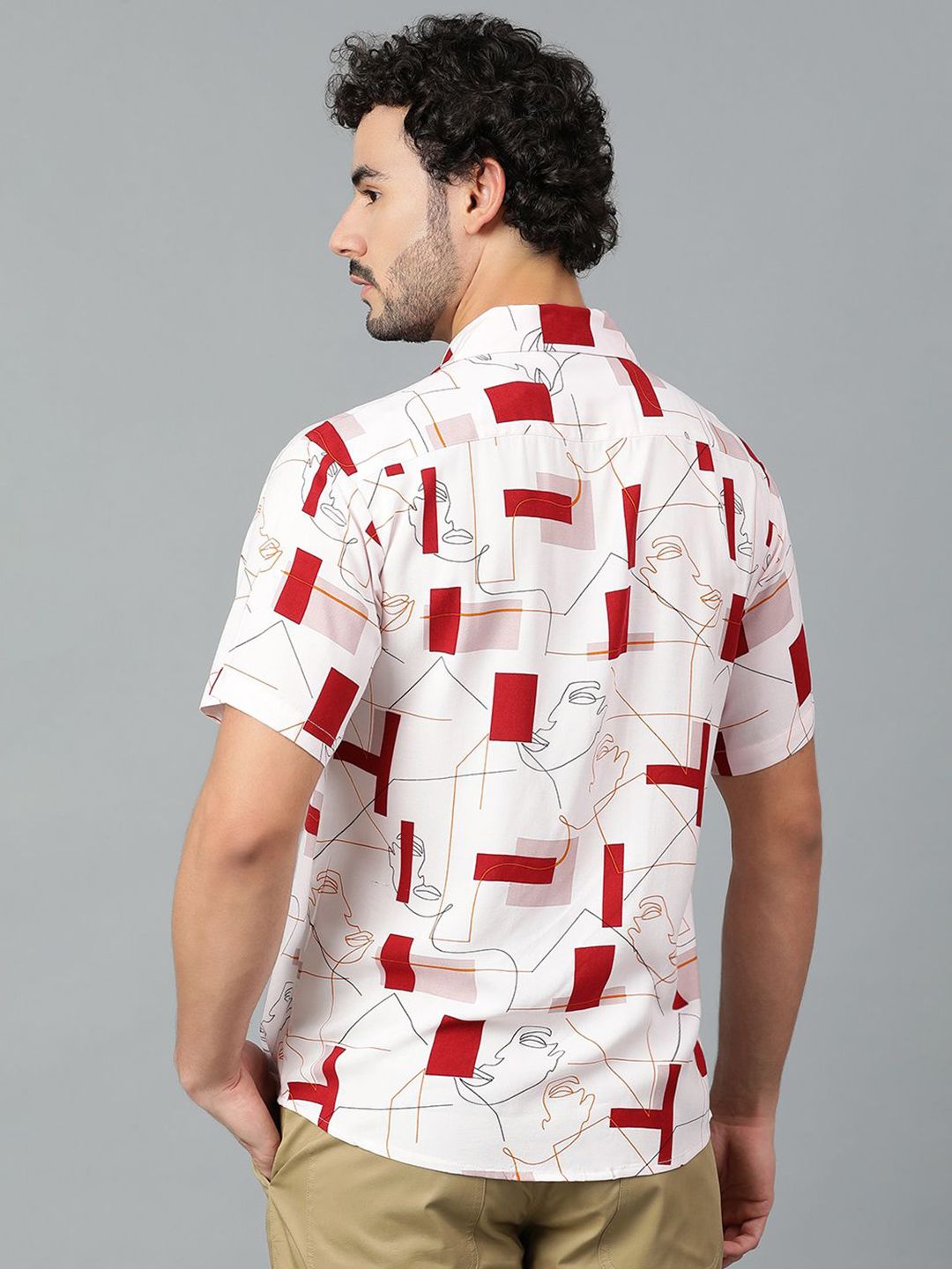 Kotty Men Cuban Collar Conversational Printed Casual Shirt