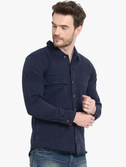 Kotty Men Blue Striped Denim Jacket