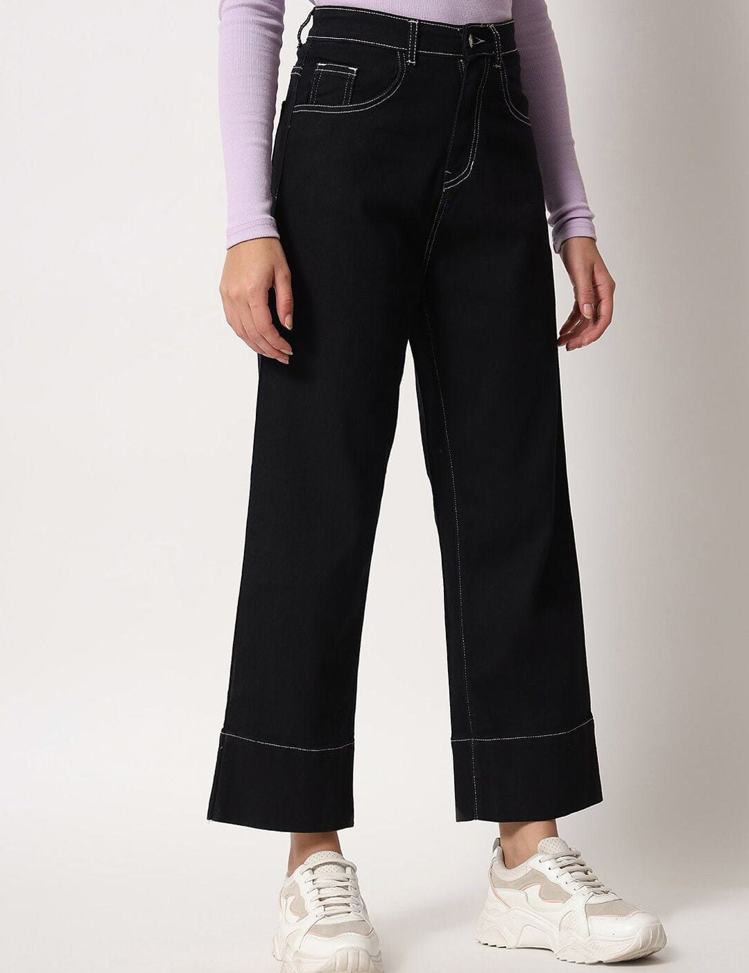 Kotty Women Black Jean Straight Fit High-Rise Stretchable Jeans