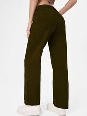 Kotty Women Olive Green Jean Straight Fit Low-Rise Jeans