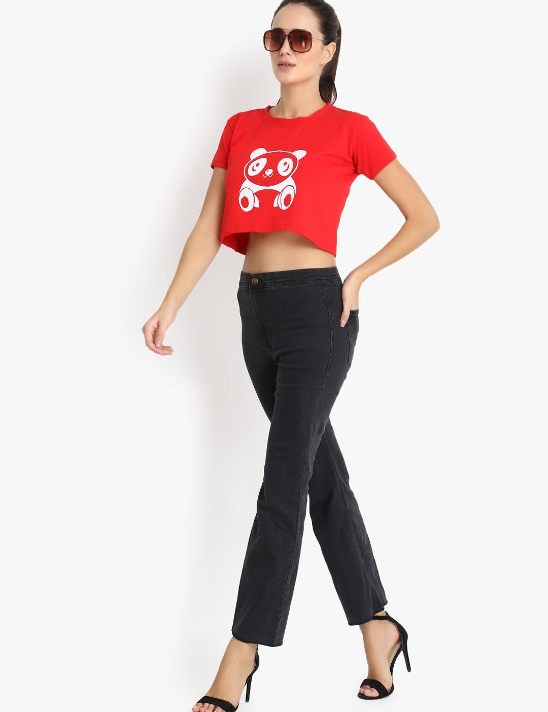 Kotty Women Black Flared High-Rise Clean Look Stretchable Jeans