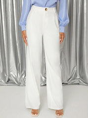 Kotty Women Relaxed Straight Leg Straight Fit High-Rise Easy Wash Pleated Trousers