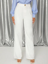 Kotty Women Relaxed Straight Leg Straight Fit High-Rise Easy Wash Pleated Trousers