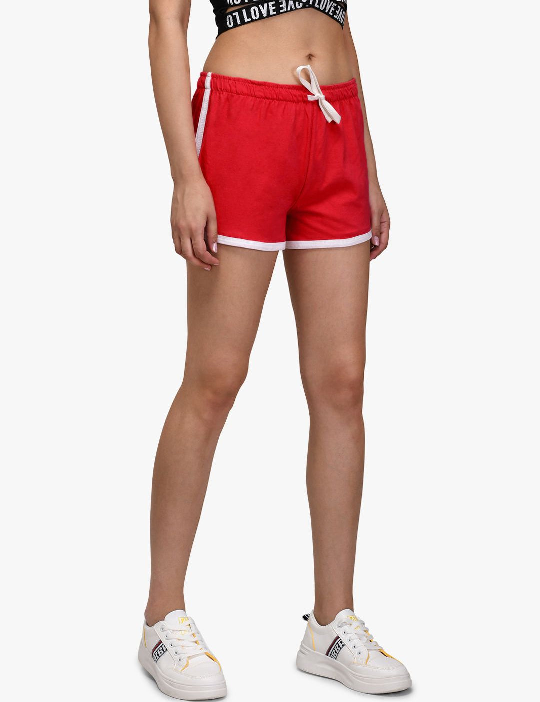 Kotty Women Red Solid Regular Fit Shorts