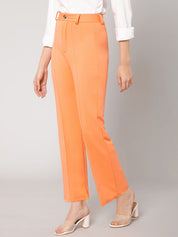 Kotty Women Relaxed Straight Leg Straight Fit High-Rise Easy Wash Trousers
