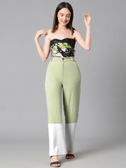 Kotty Women Colourblocked High-Rise Pleated Regular Trousers