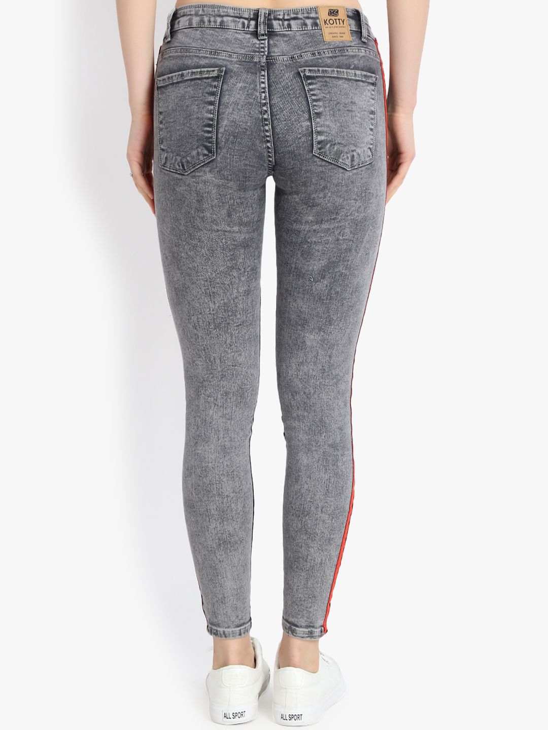 Kotty Women Charcoal Grey Skinny Fit High-Rise Clean Look Jeans
