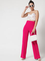 Kotty Women Relaxed Straight Fit High-Rise Easy Wash Parallel Trousers