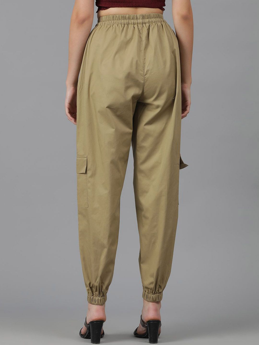 Kotty Women Brown High-Rise Easy Wash Cotton Joggers