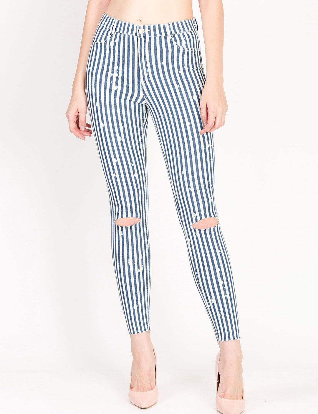 Kotty Women Blue & White Skinny Fit Jeans
