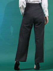 Stylecast X KOTTY BIZwear Black Women Relaxed Straight Leg High-Rise Easy Wash Trousers
