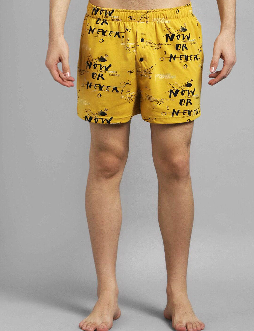 Kotty Men Yellow & Black Printed Boxers
