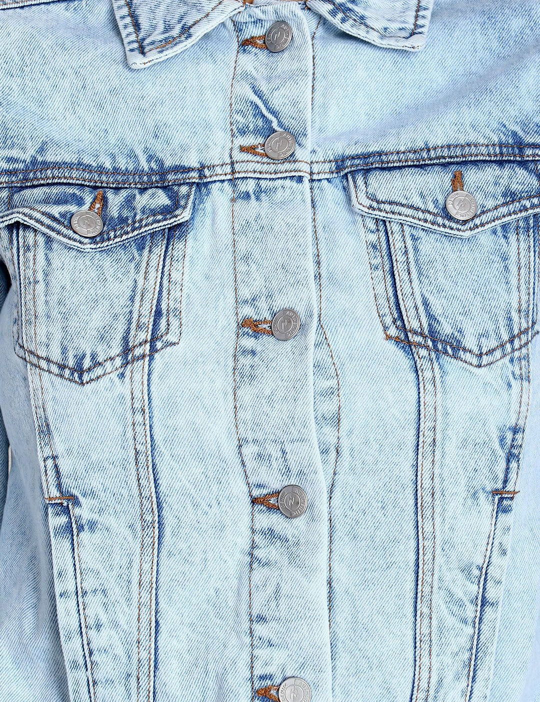 Kotty Women Blue Solid Denim Jacket