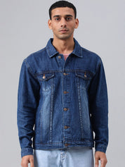 Kotty Blue Spread Collar Washed Denim Jacket