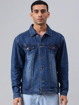 Kotty Blue Spread Collar Washed Denim Jacket