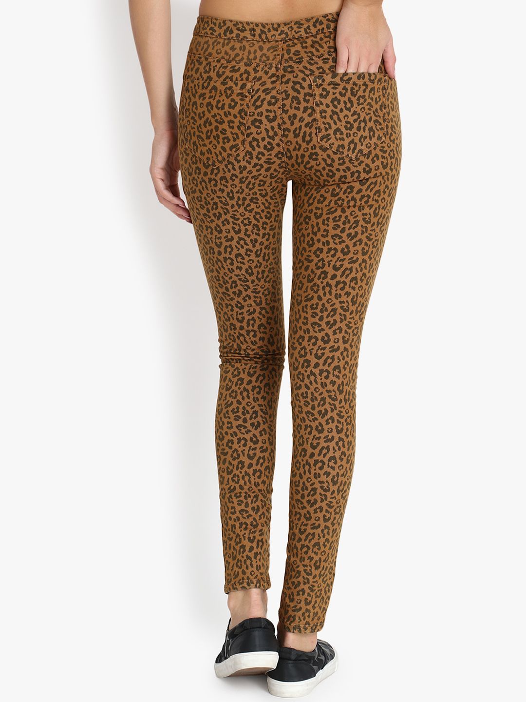 Kotty Women Tan & Brown Animal Print High-Rise Skinny Fit Clean Look Jeans