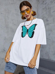 Kotty Graphic Printed Drop Shoulder Sleeves Oversize Fit T-shirt