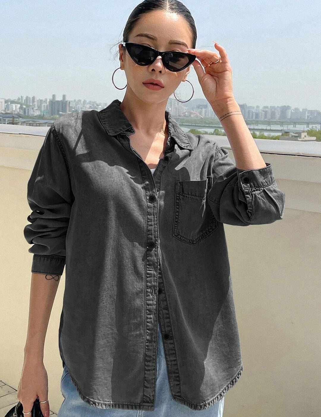 Kotty Women Grey Solid Casual Shirt  