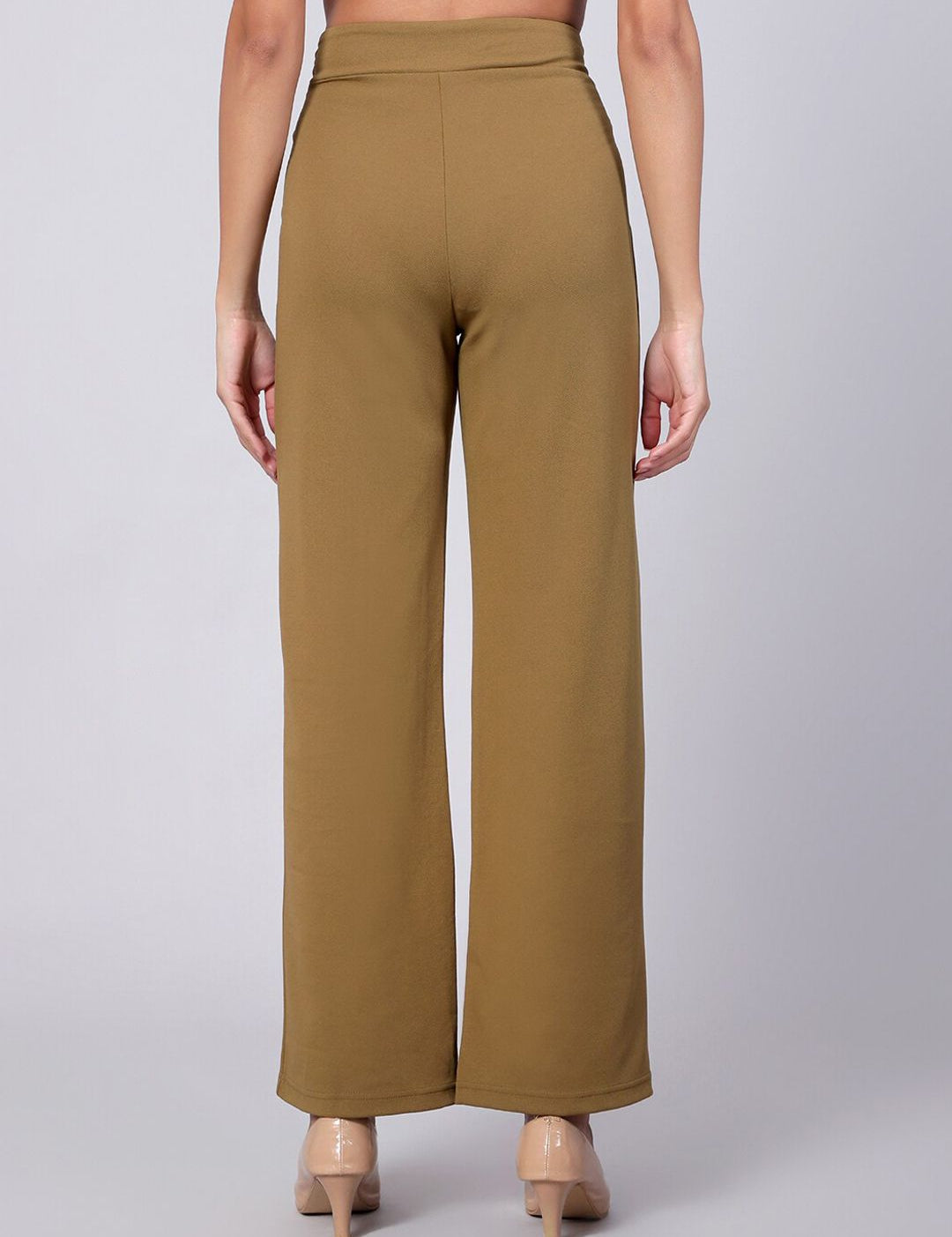 Kotty Women Relaxed Straight Fit High-Rise Easy Wash Trousers