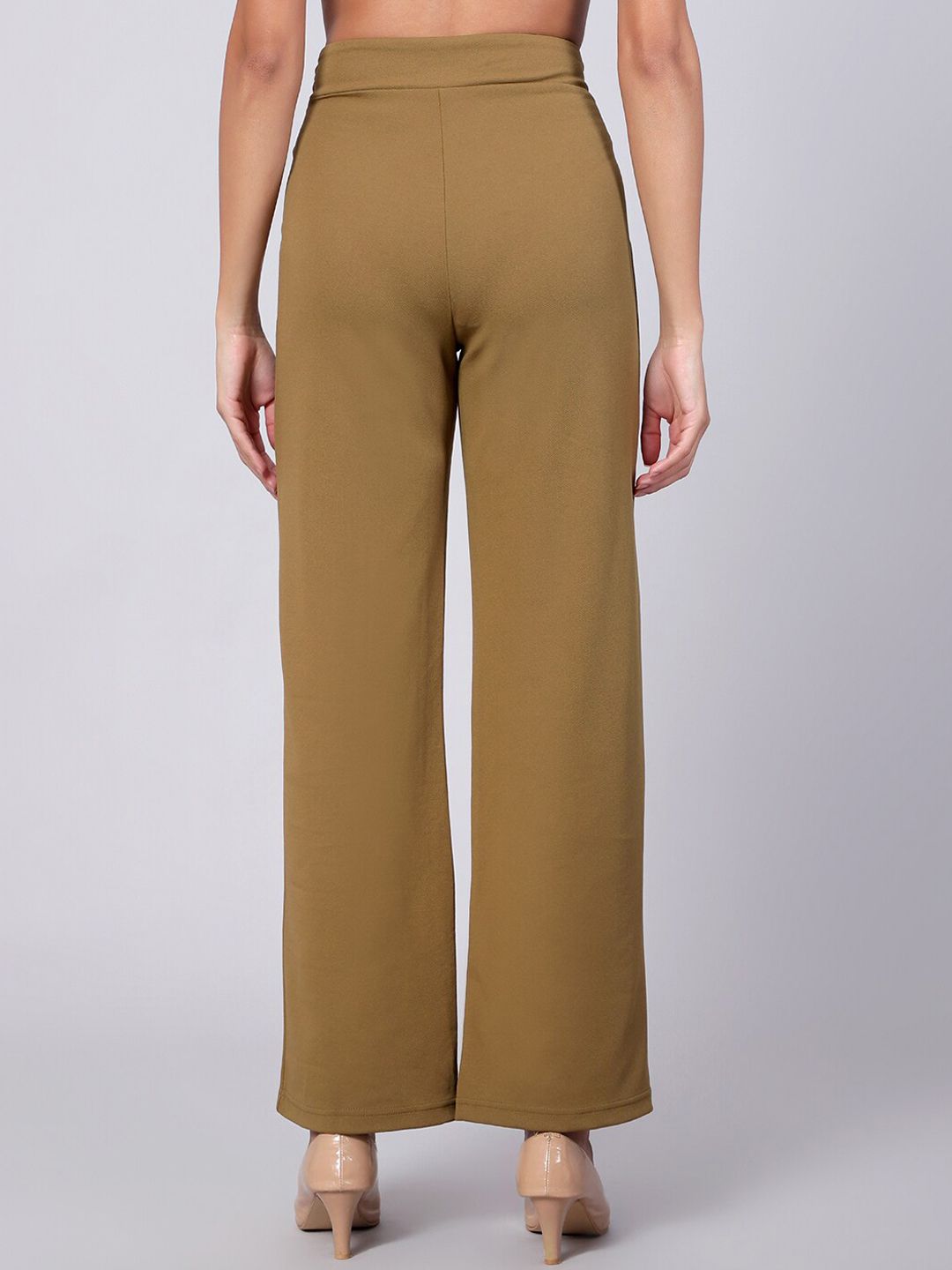 Kotty Women Relaxed Straight Fit High-Rise Easy Wash Trousers