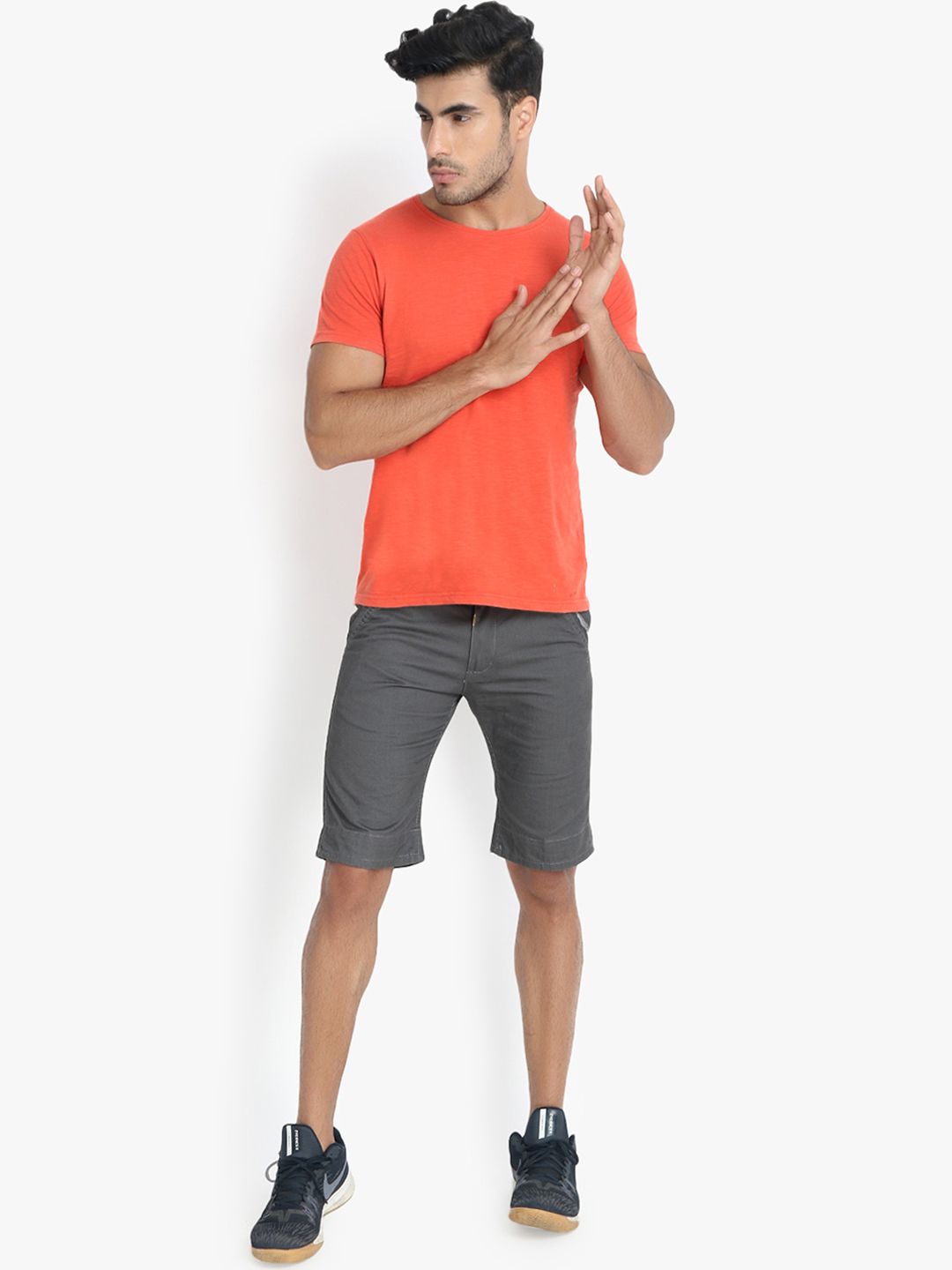 Kotty Men Grey Solid Regular Fit Regular Shorts