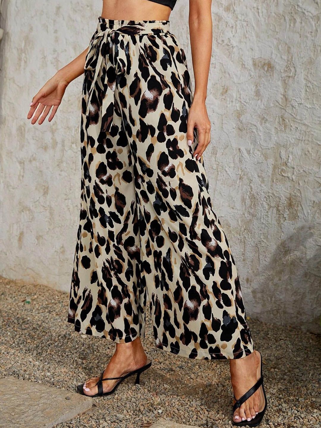 Kotty Women Animal Printed Relaxed High-Rise Easy Wash Trousers