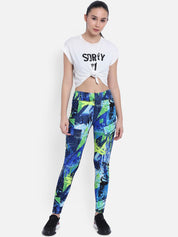 Kotty Women Blue & Green Printed Tights