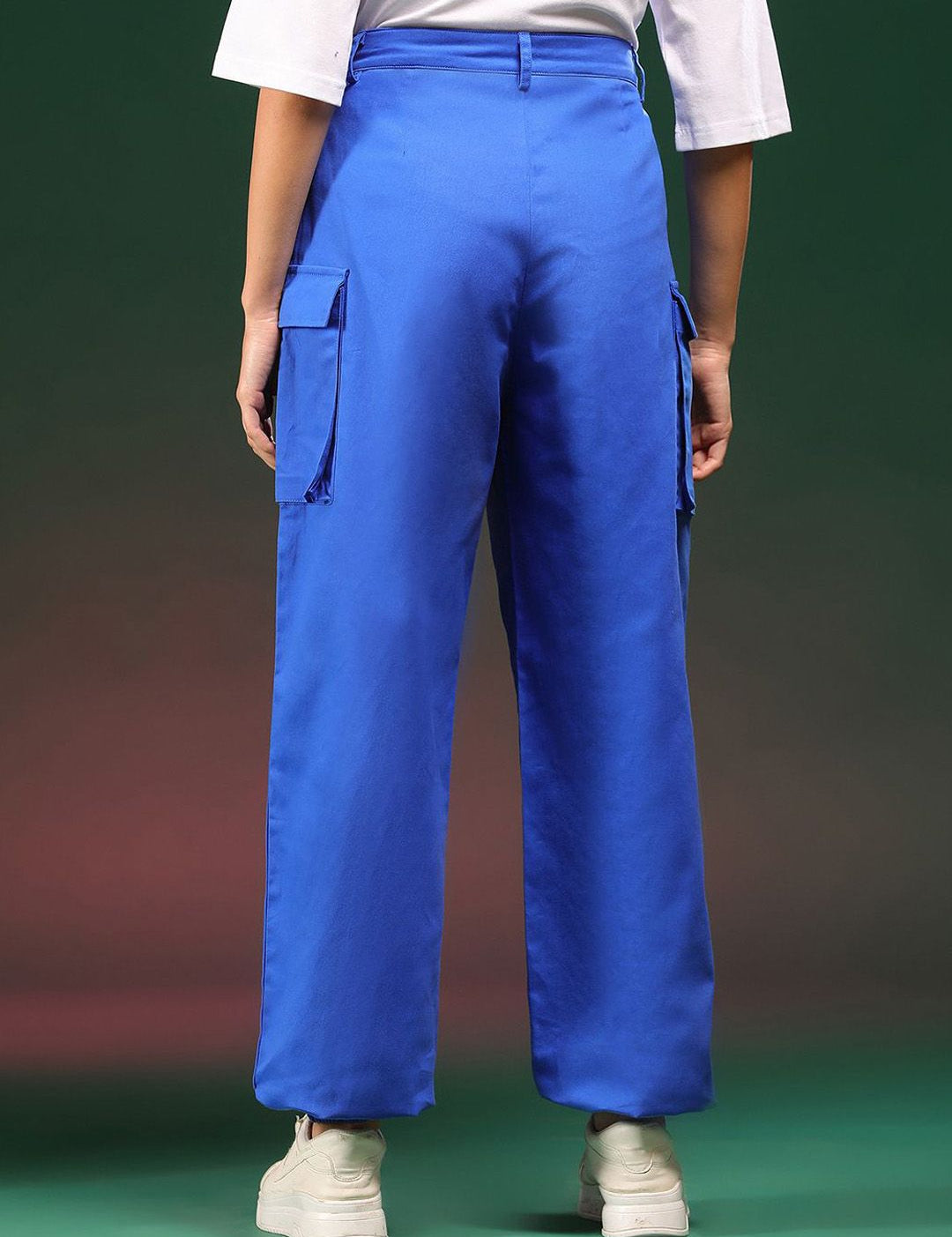 Kotty Women Relaxed Loose Fit High-Rise Easy Wash Cargo Trousers