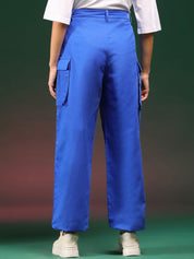 Kotty Women Relaxed Loose Fit High-Rise Easy Wash Cargo Trousers