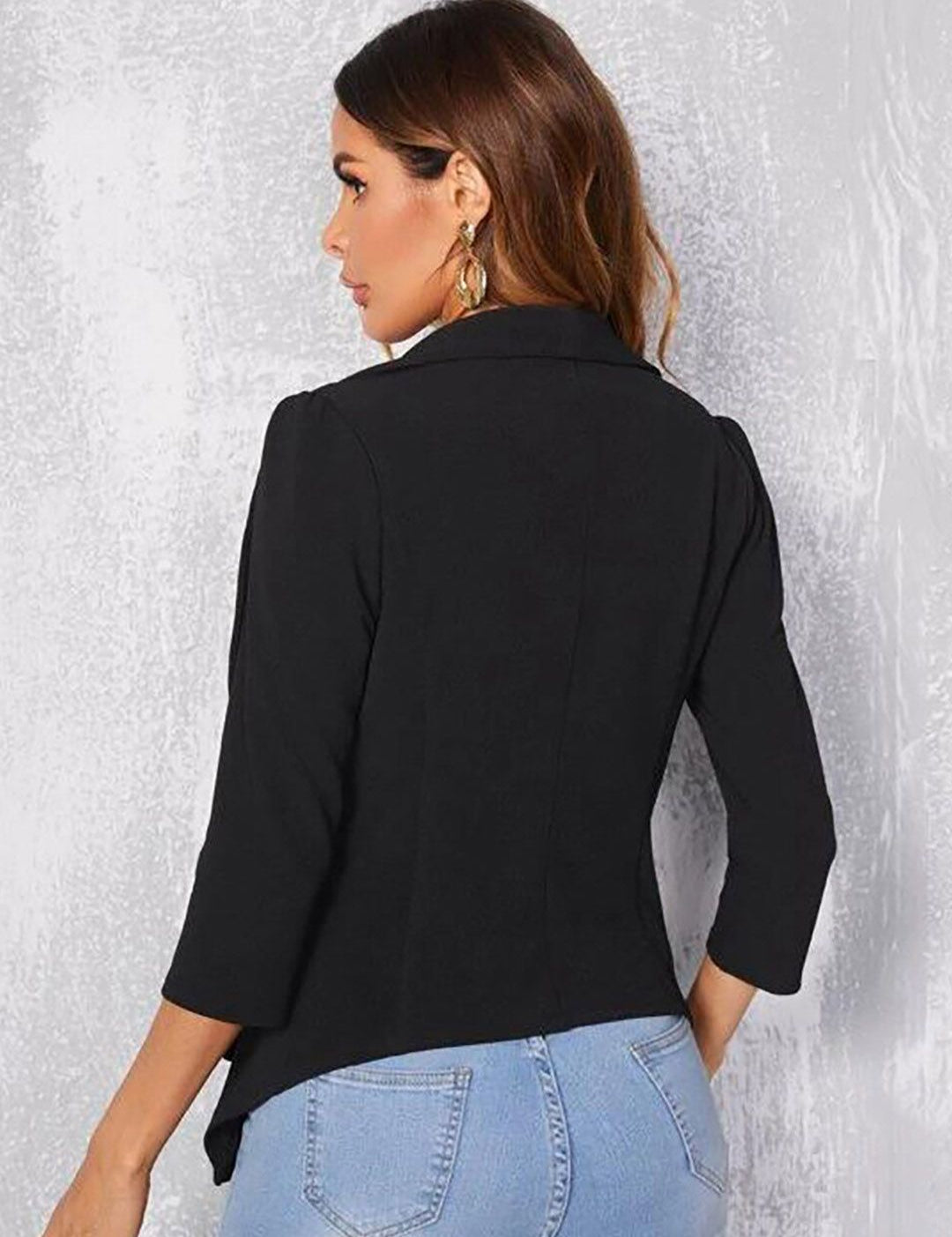 Kotty Shawl Collar Puff Sleeves Open Front Jacket