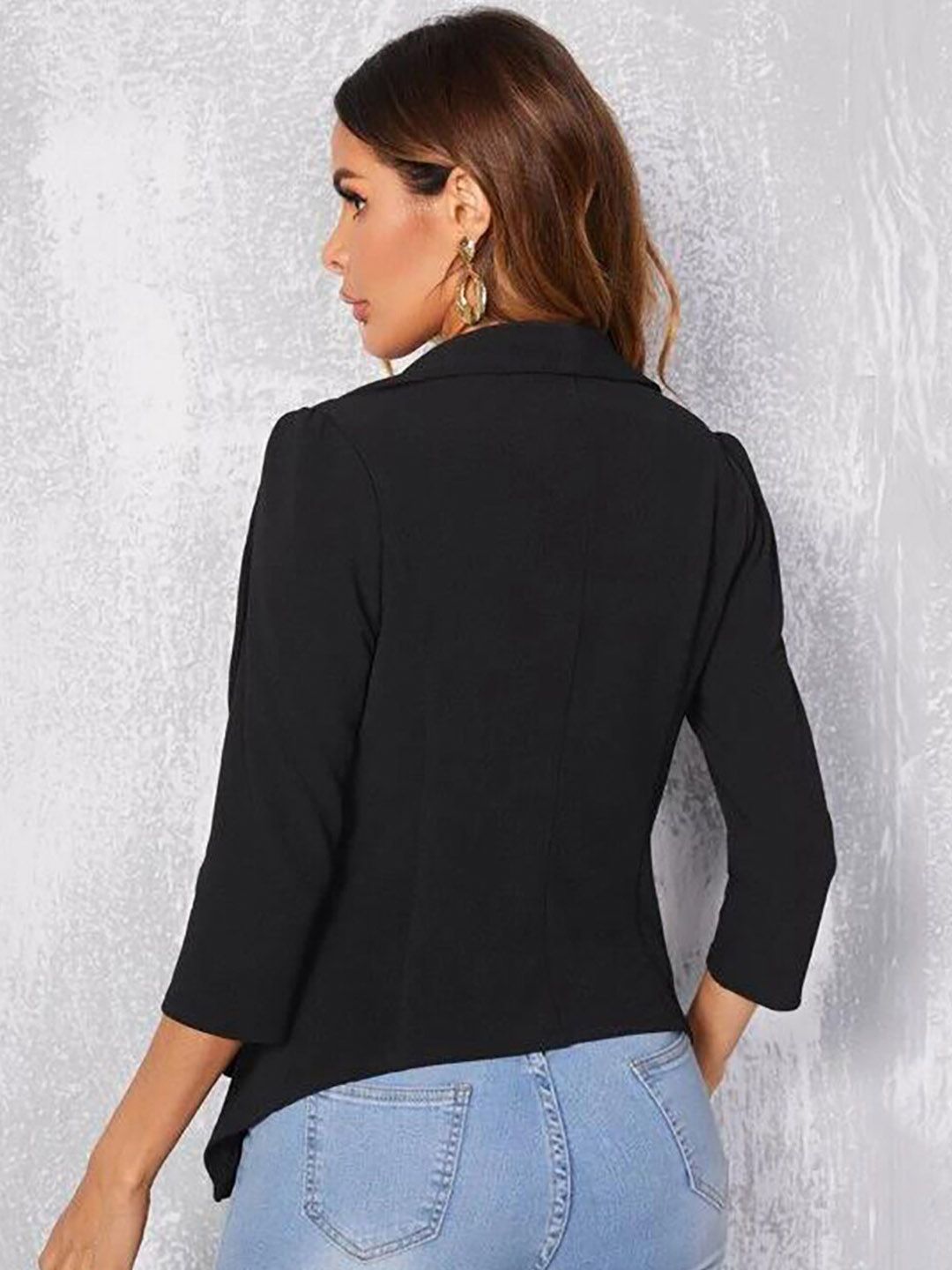 Kotty Shawl Collar Puff Sleeves Open Front Jacket
