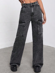 Kotty Women Grey Jean Straight Fit High-Rise Clean Look Stretchable Jeans