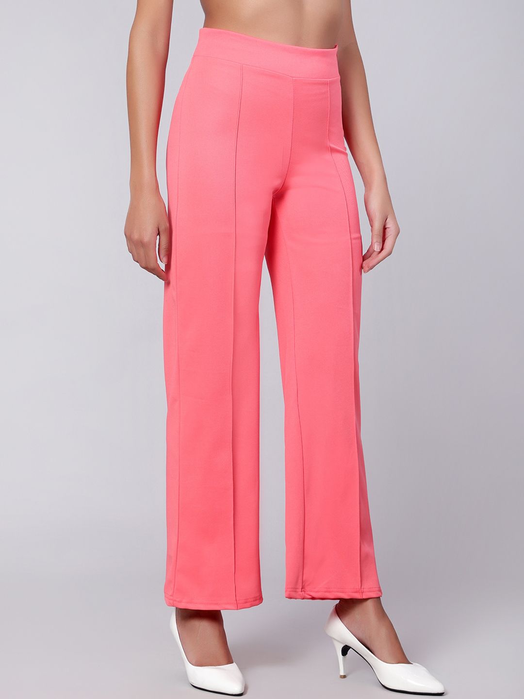 Kotty Women Pack Of 2 Relaxed Straight Leg High-Rise Straight Fit Easy Wash Trousers