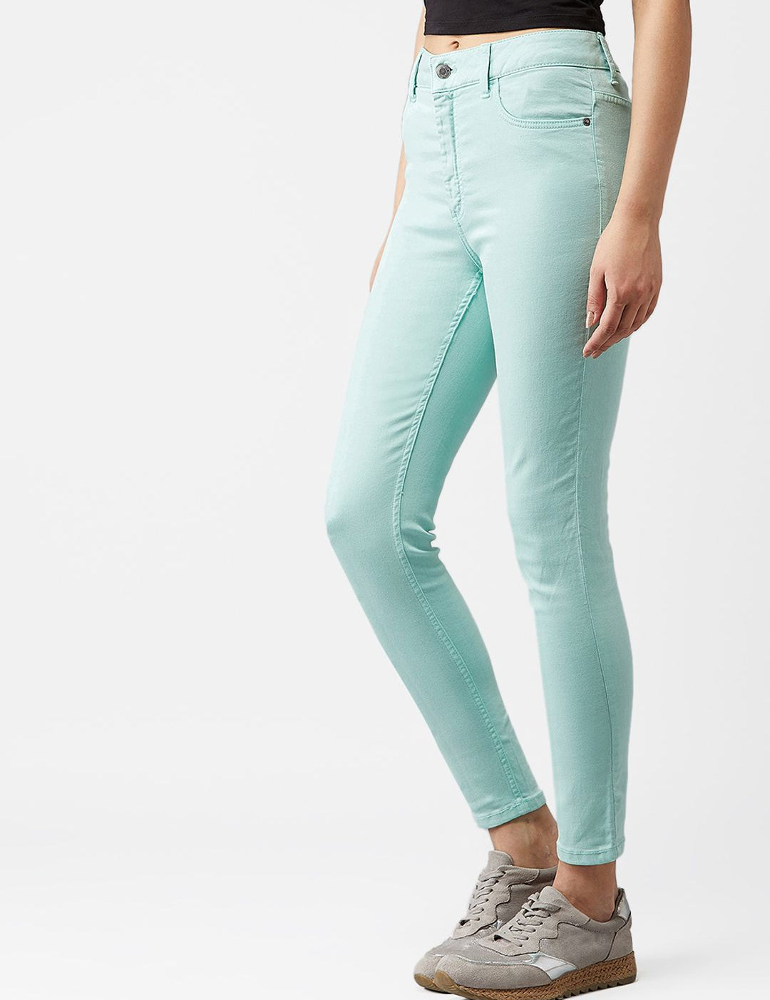 Kotty Women Sea Green Skinny Fit High-Rise Clean Look Jeans