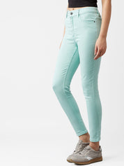 Kotty Women Sea Green Skinny Fit High-Rise Clean Look Jeans