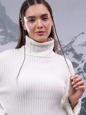 Kotty Women High Neck Striped Crop Pullover