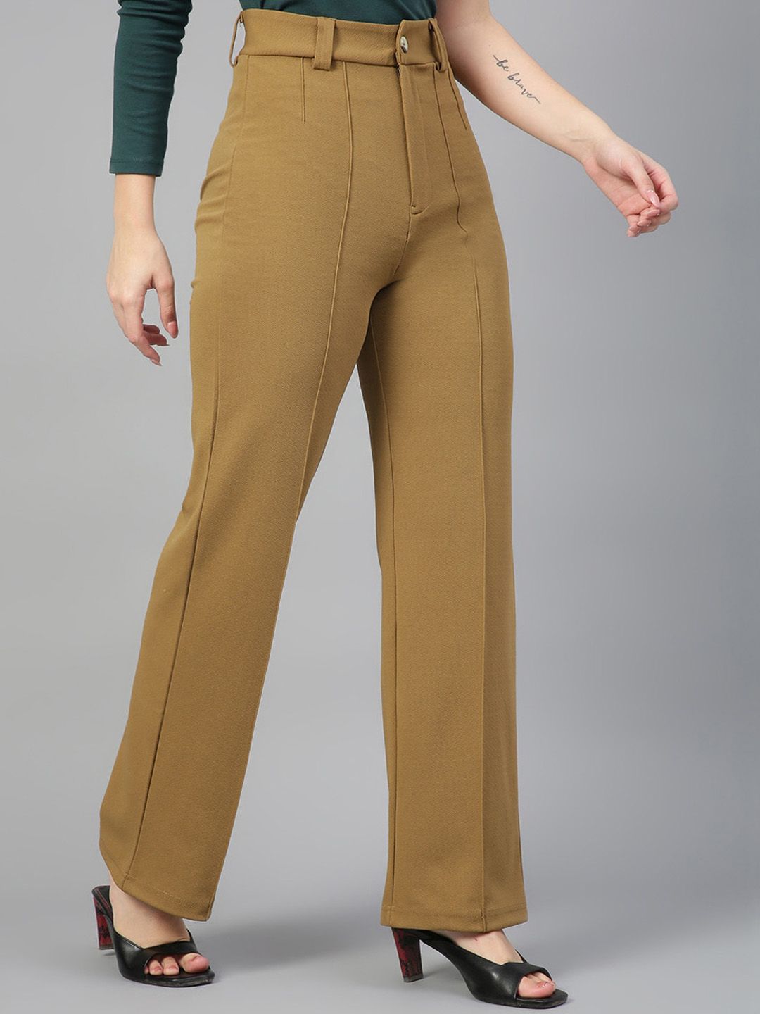 Kotty Women Pack Of 2 Relaxed Straight Leg Fit High-Rise Easy Wash Trousers