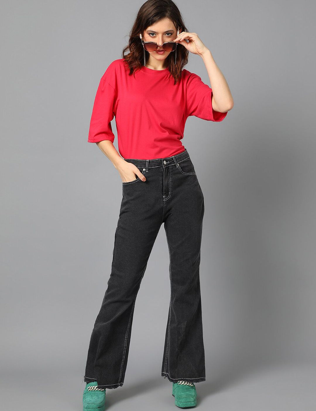 Kotty Women Jean Bootcut High-Rise Cotton Stretchable Jeans