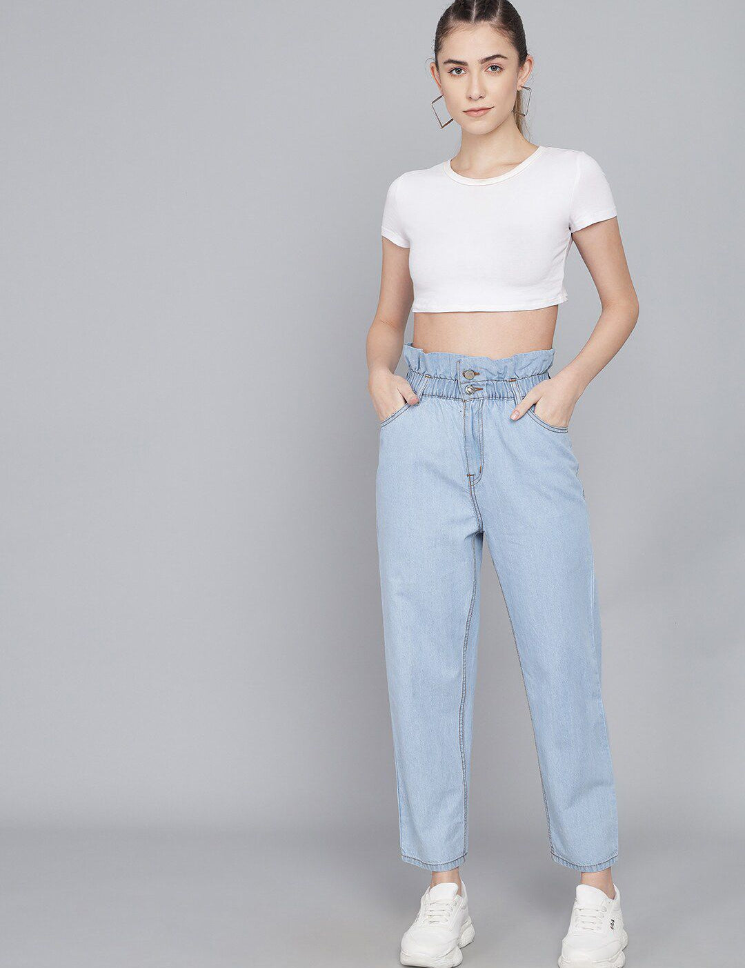 Kotty Women Blue Boyfriend Fit High-Rise Jeans