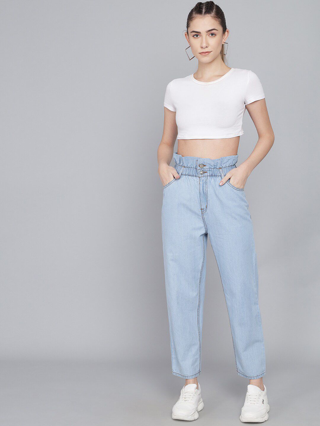 Kotty Women Blue Boyfriend Fit High-Rise Jeans