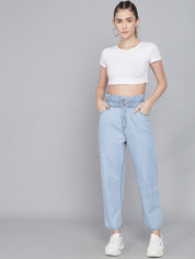 Kotty Women Blue Boyfriend Fit High-Rise Jeans