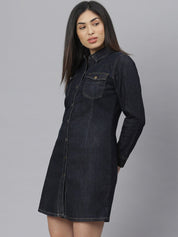 Kotty Women Blue Solid Shirt Dress
