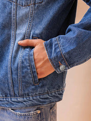 Kotty Spread Collar Long Sleeves Denim Jacket