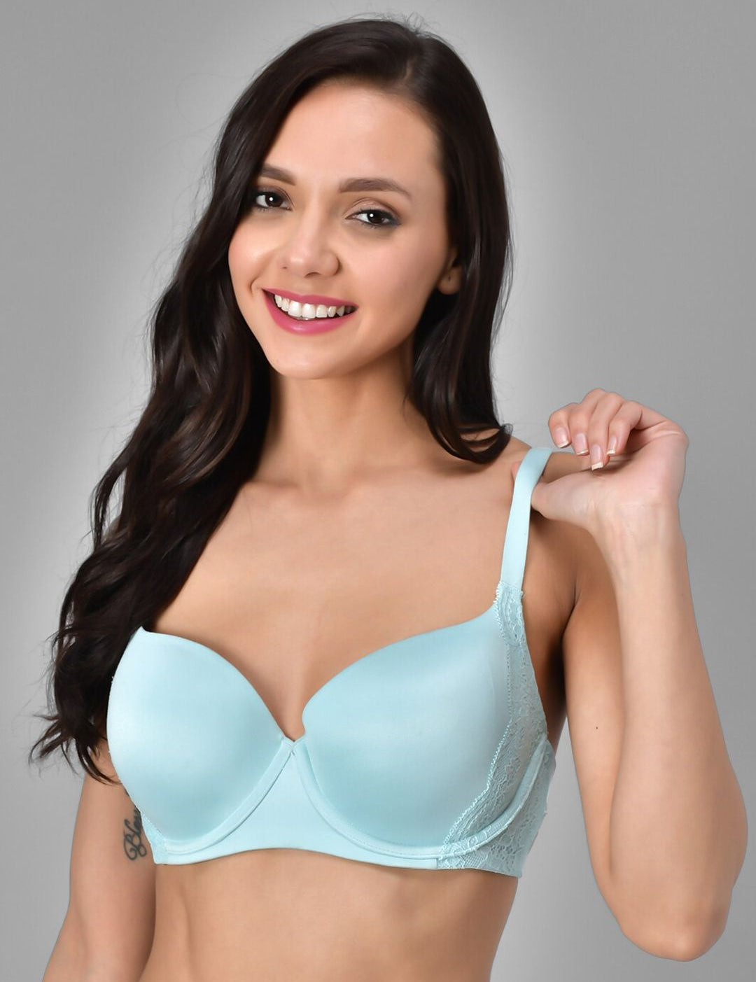 Kotty Turquoise Blue Solid Lightly Padded Underwired T-shirt Bra-KTTWOMENSBRA01