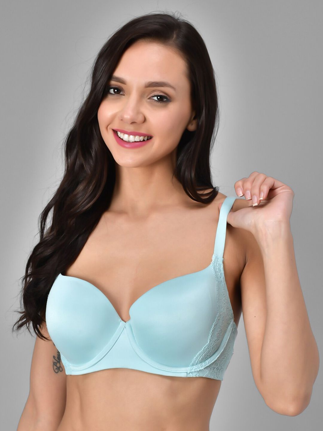 Kotty Turquoise Blue Solid Lightly Padded Underwired T-shirt Bra-KTTWOMENSBRA01