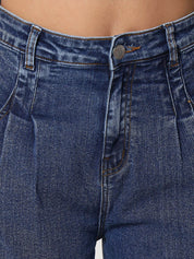 Kotty Women Blue Medium Shade Straight Fit Jeans