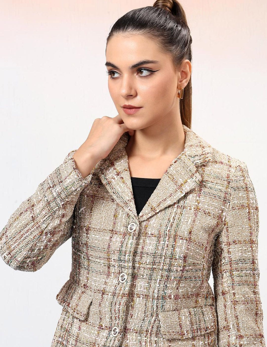 Kotty Checked Single-Breasted Overcoat