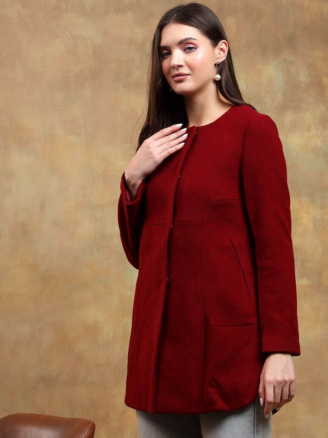 Kotty Solid Round Neck Overcoat