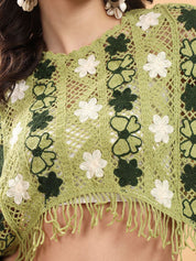 Kotty Women Crochet Floral Fringe Top